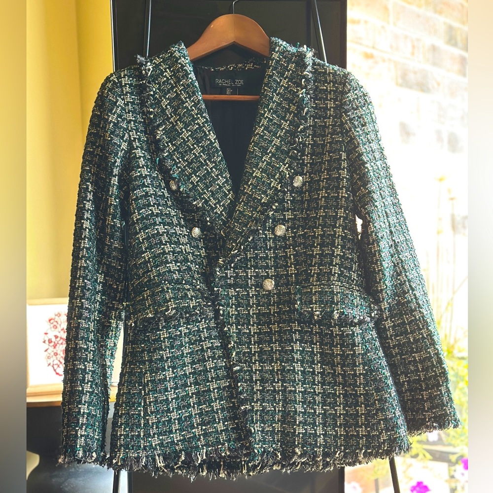 Rachel Zoe Black and Dark Green Blazer Timeless Professional Style
